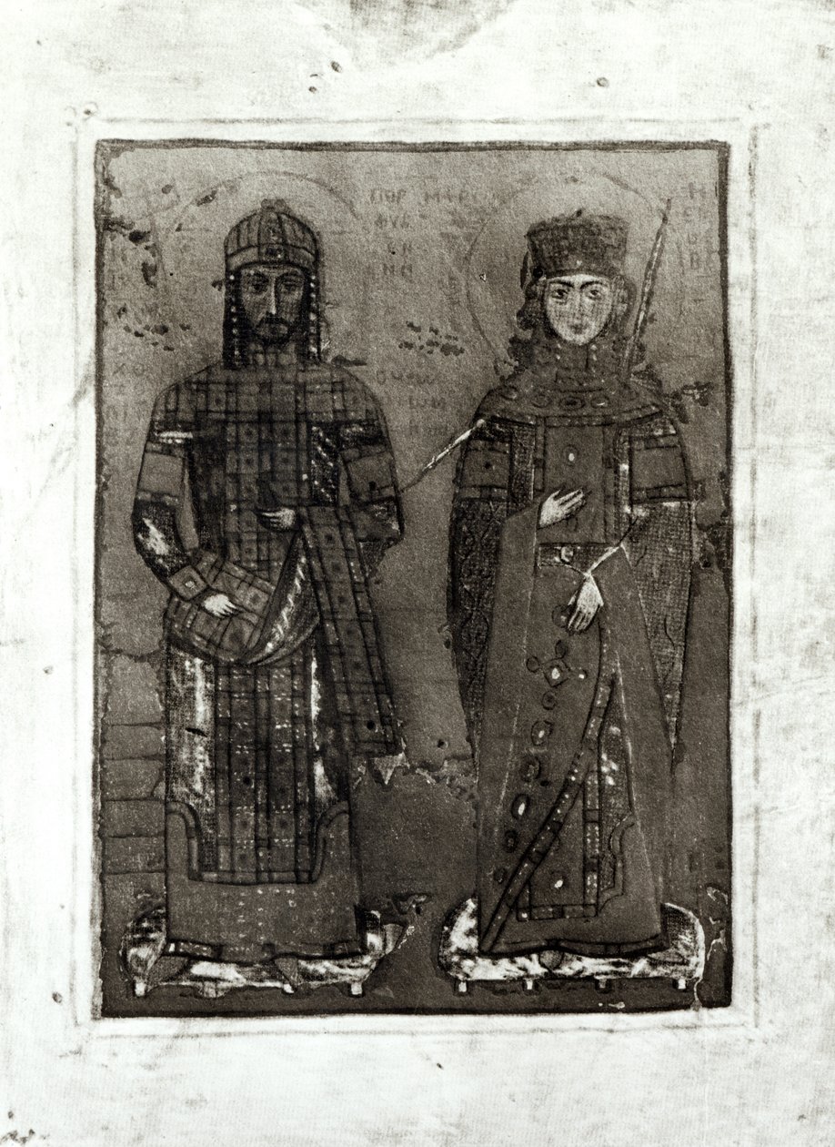 Manuel I. Comnenus (asi 1122-80) a císařovna Maria Antiochijská (d.c.1182) od Byzantine School