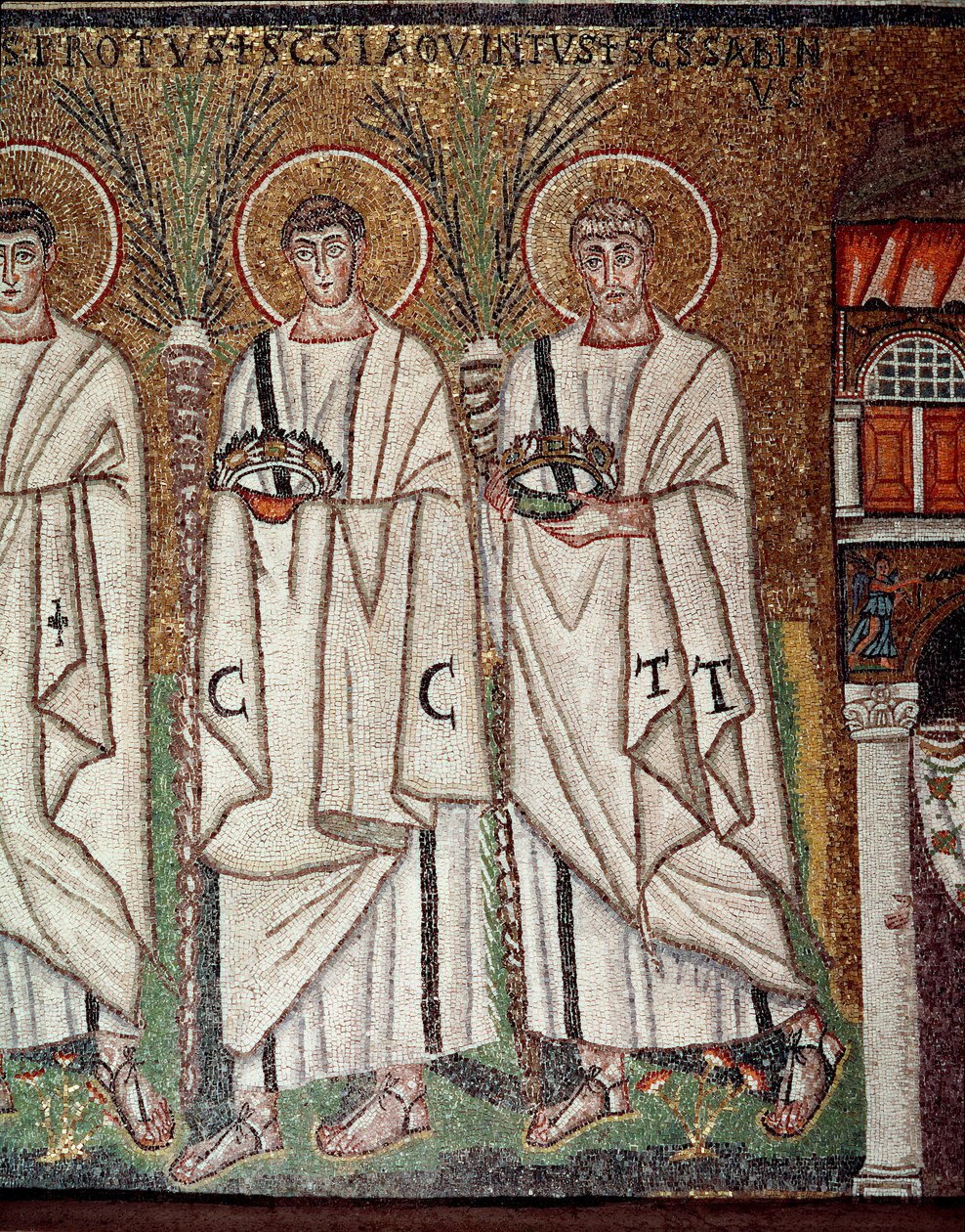 Procesí mučedníků (Detail mozaik, 6. stol.) od Byzantine School