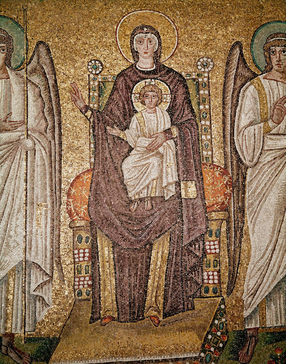 Byzantská panna (Detail mozaiky, 6. století) od Byzantine School