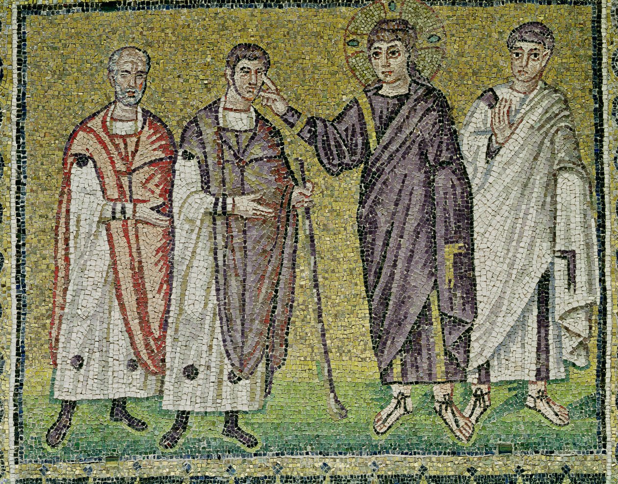 Uzdravení dvou slepců z Jericha, výjevy ze života Kristova (mozaika) od Byzantine School
