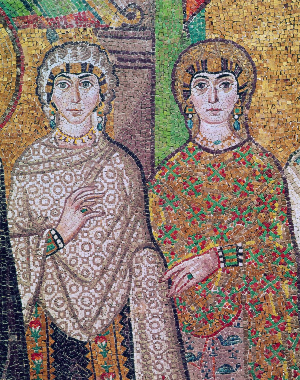 Dvě přítomné dámy císařovny Theodory od Byzantine School