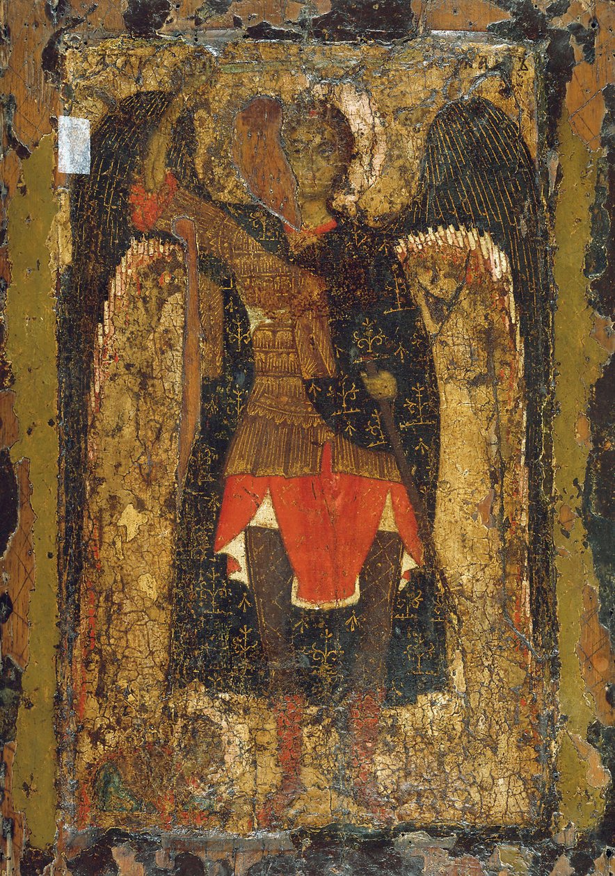Zjevení se archanděla Michaela Joshuovi, synovi Nuna, počátek 13. století. od Byzantine icon.