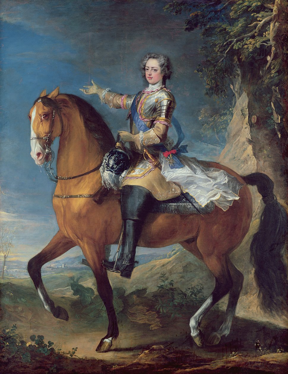 Jezdecký portrét Ludvíka XV. (1710-74) ve věku třinácti let, 1723 od C. and Van Loo, J. B. Parrocel