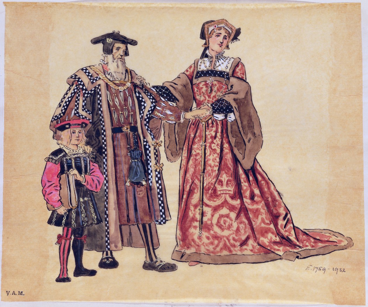 Rosalind and the Old Duke, kostýmní návrh pro As You Like It, produkoval R. Courtneidge v Princes Theatre, Manchester od C. Wilhelm