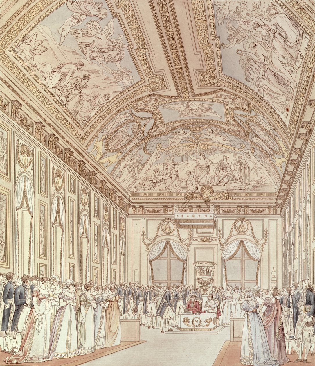 Občanský obřad sňatku Napoleona Bonaparta (1769-1821) a Marie-Louise (1791-1847) ve Velkém sále zámku Saint-Cloud, 1. dubna 1810 od C. and Fontaine, P. Percier