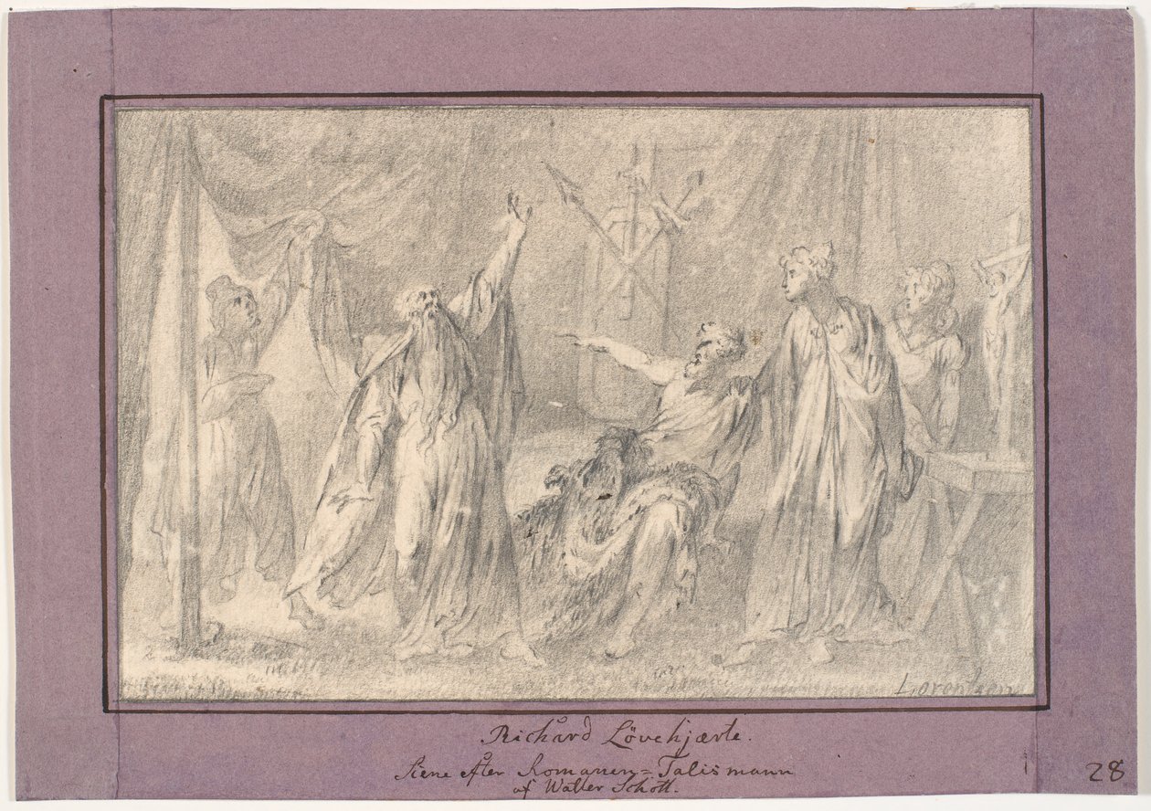 Richard Lví srdce. Scéna z románu "The Talisman" (1825) od Waltera Scotta od C.A. Lorentzen