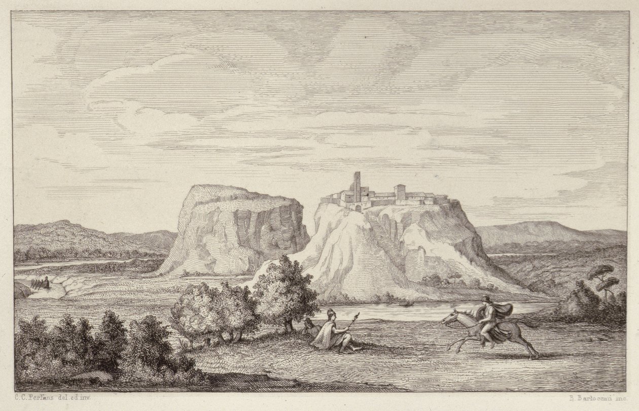 Imaginární pohled na raný Řím, vyrytý B.Barloccini, 1849 od C.C Perkins