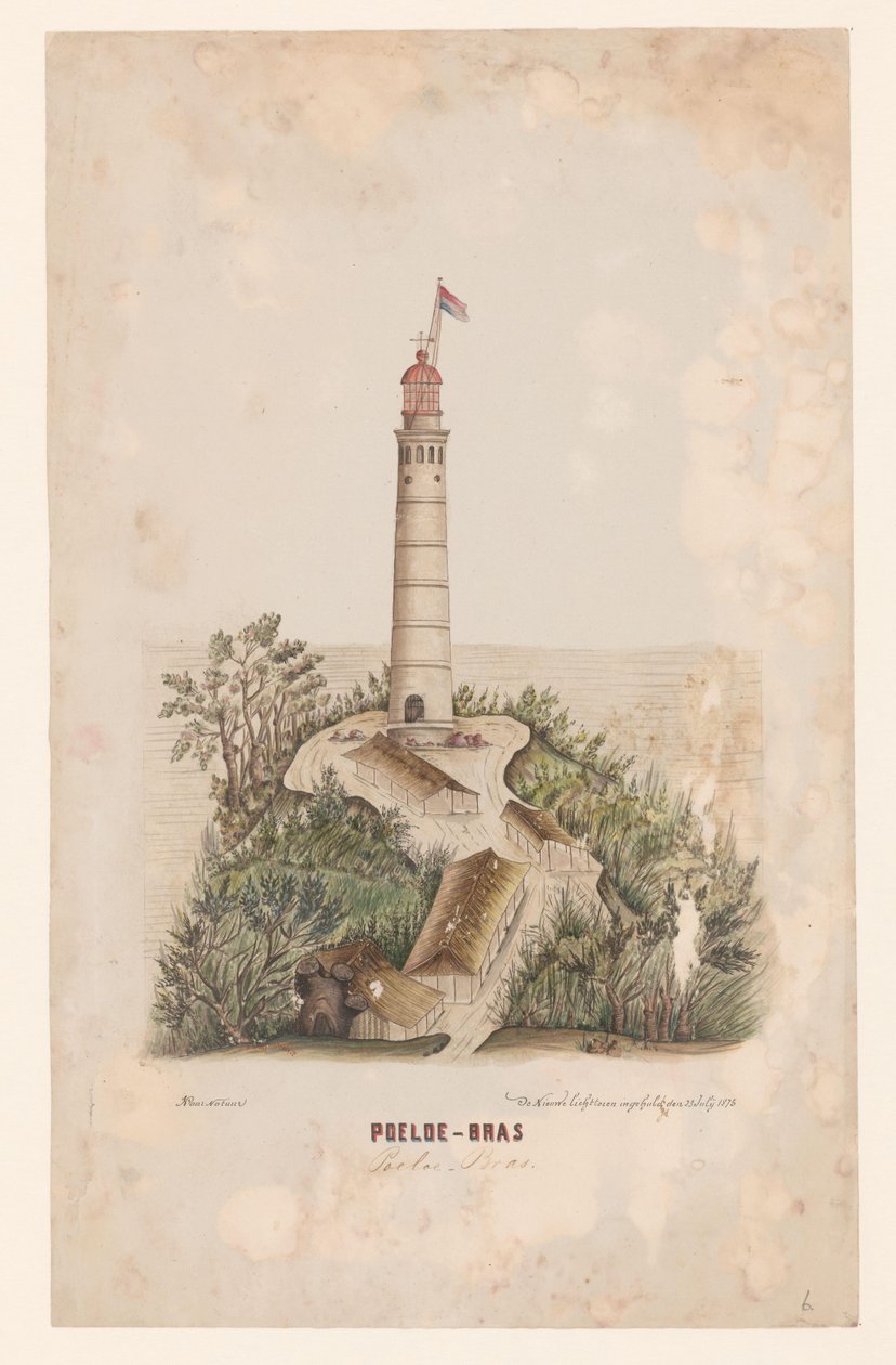 Nová světelná věž Poeloe-Bras, Sumatra od C.D. Wulf (signed by artist)