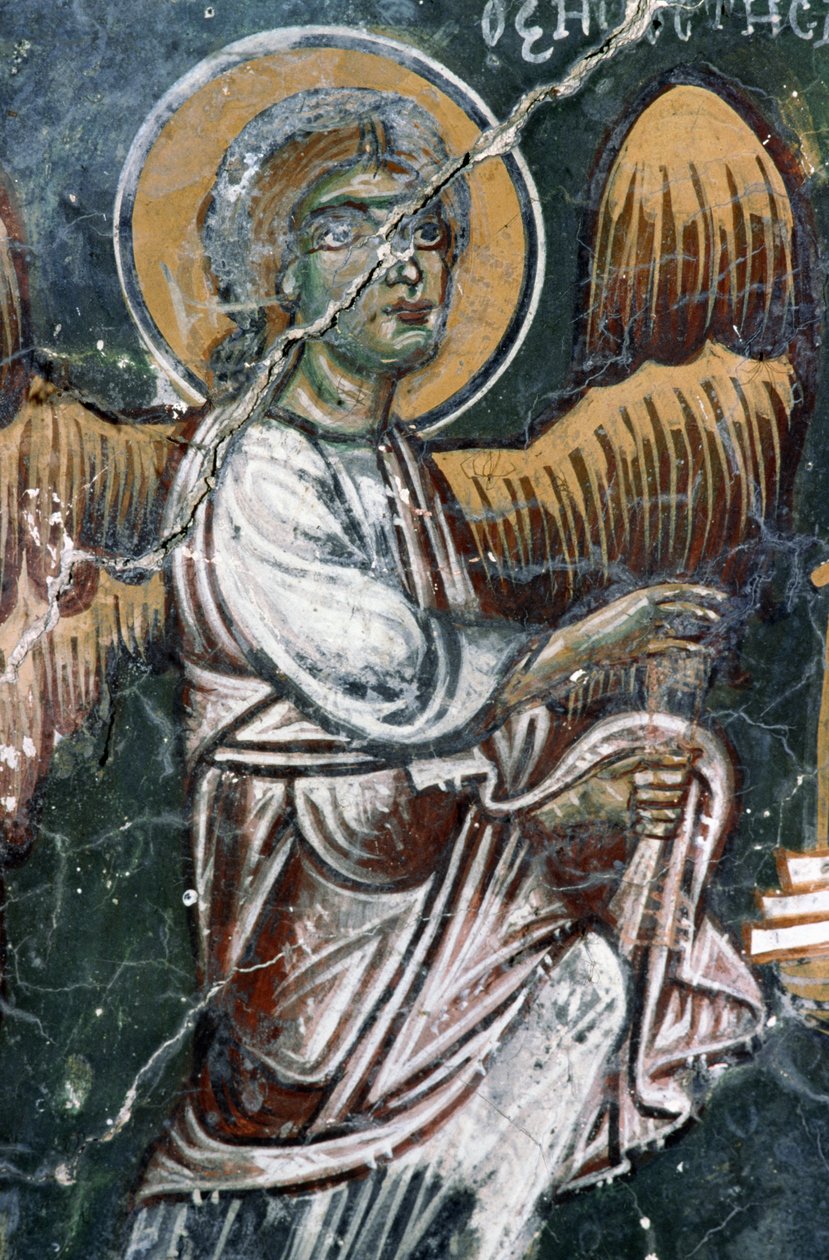 Anděl, detail malované klenby kostela Agios Georgios, Mourne, Kréta, Řecko (foto) od J.B. and Brown J. Rowbotham