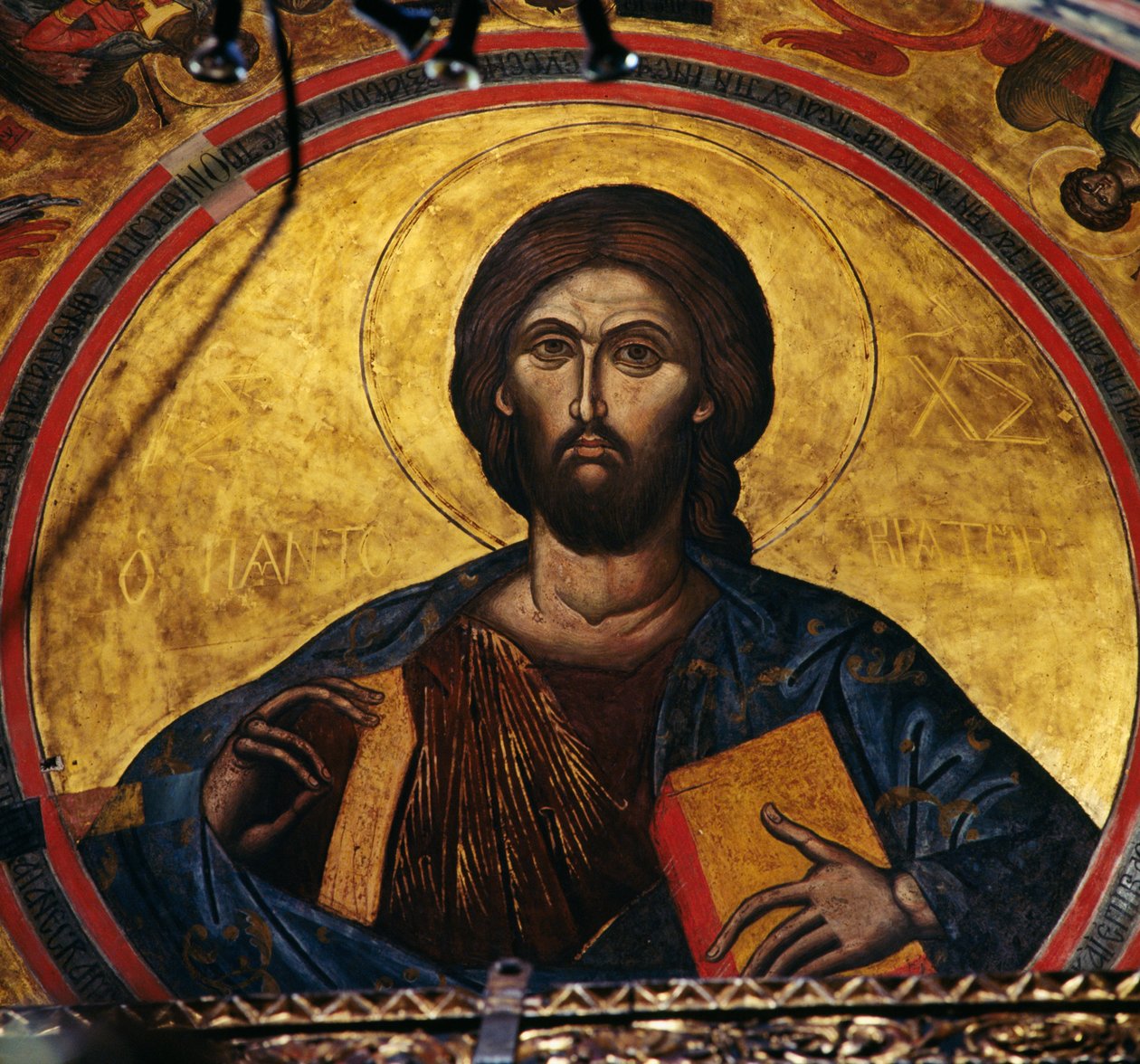 Žehnající Kristus, freska v kupoli kláštera svatého Jana teologa (Seznam světového dědictví UNESCO od J.B. and Brown J. Rowbotham