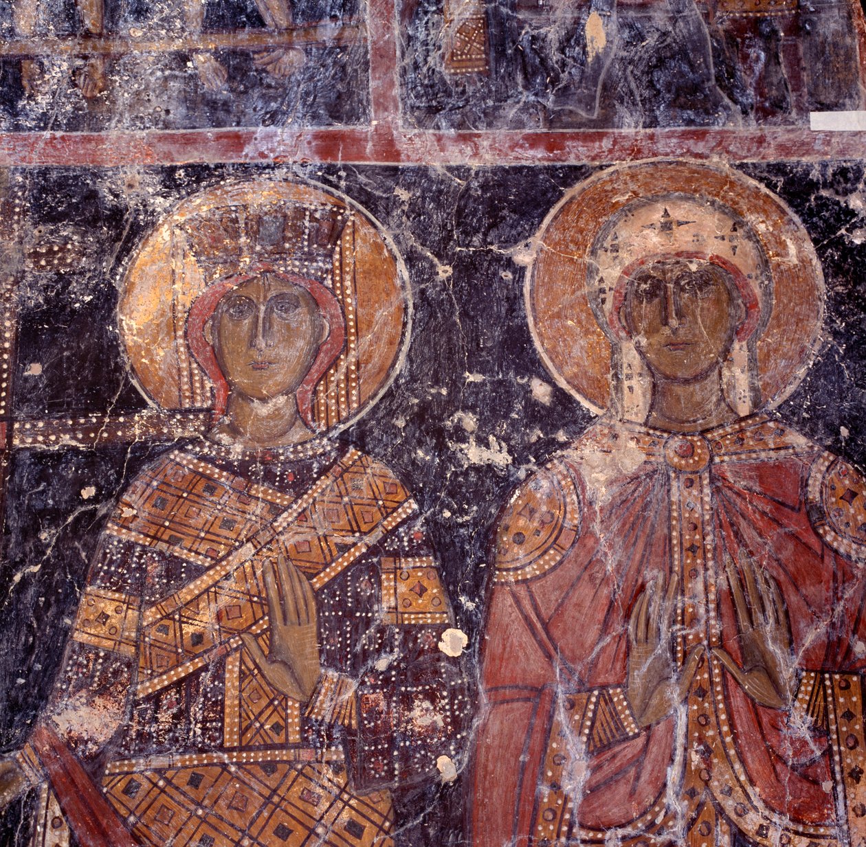 Freska v byzantském kostele Agios Nikolaos, Maza, Kréta, Řecko od J.B. and Brown J. Rowbotham
