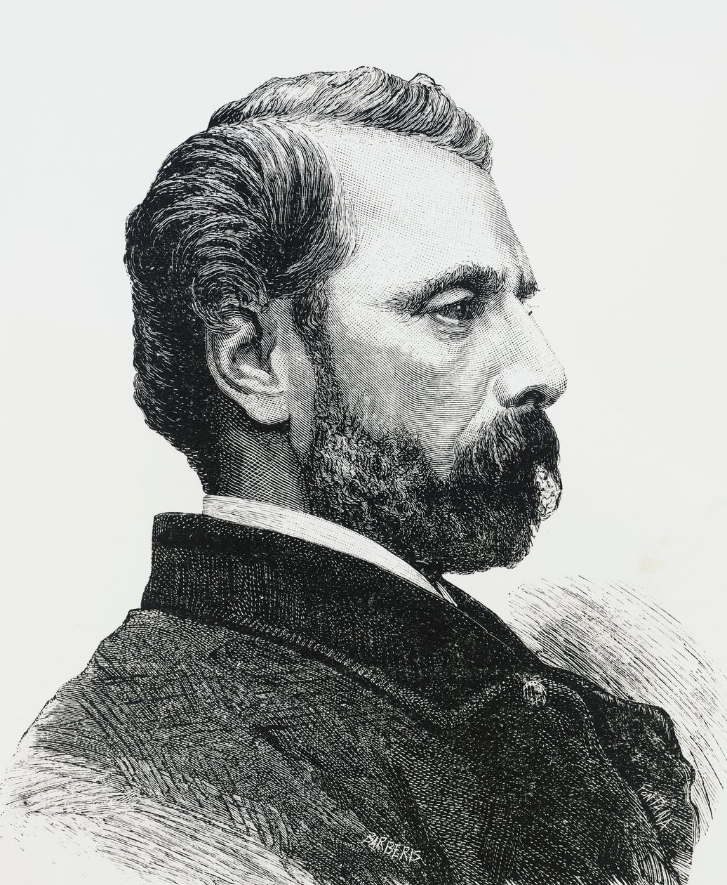 Portrét Agostina Bertaniho (1812-1886) v roce 1860, italský lékař a vlastenec, rytina od J.B. and Brown J. Rowbotham