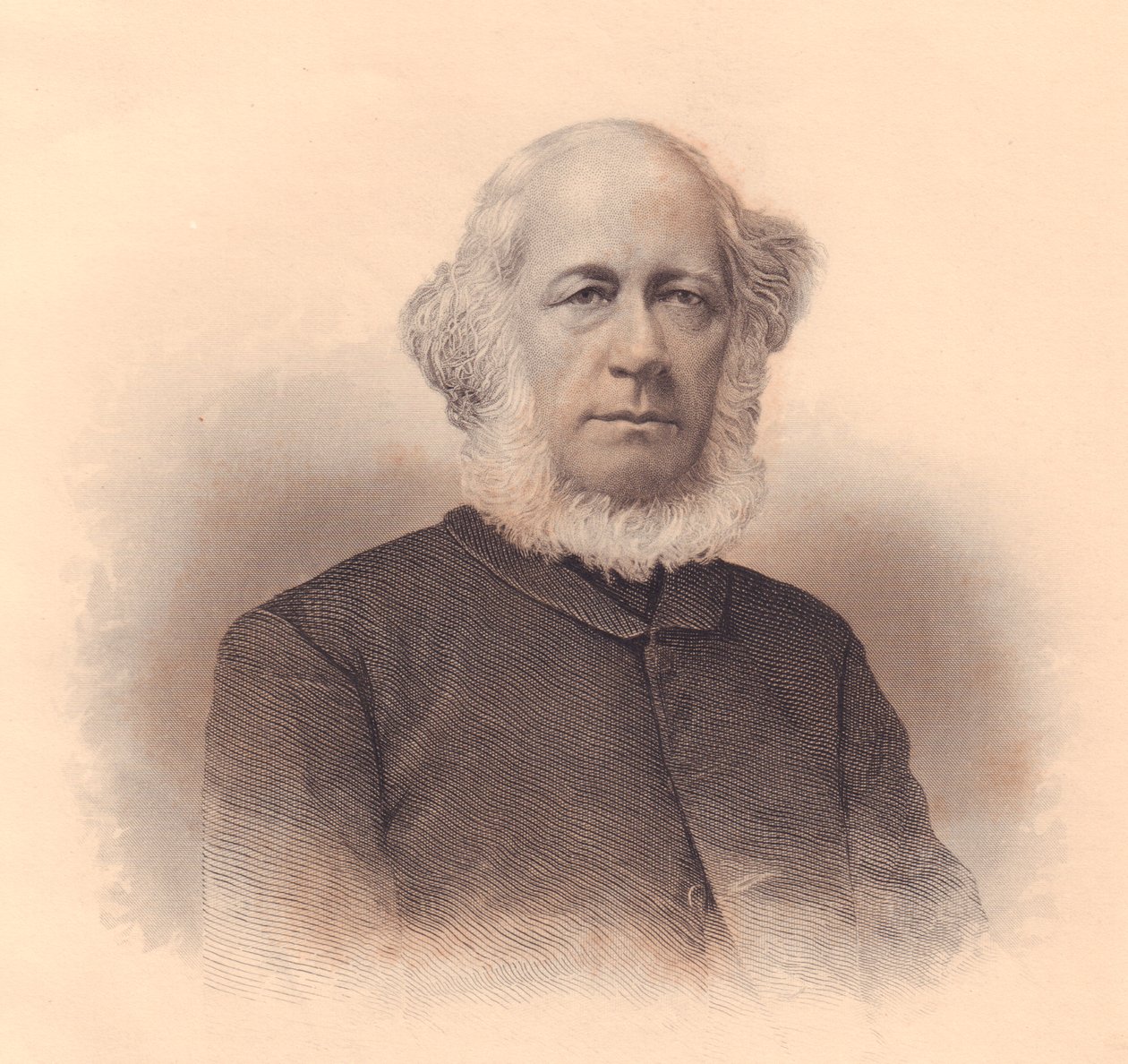 Portrét amerického učitele a metodistického biskupa Erastuse Wentwortha (1813-1886), rytina F E Jones z dámského úložiště, Spojené státy americké, cca 1870 od J.B. and Brown J. Rowbotham