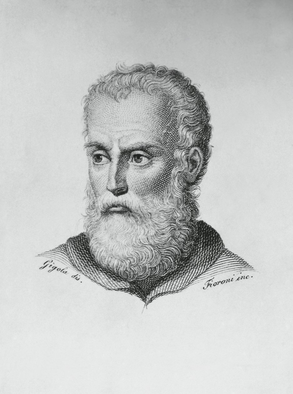 Portrét Annibale Caro (1507-1566), italský spisovatel a básník, rytina Ado Fioroni (aktivní 1812-1833) podle kresby Giovanni Battista Gigola (1767-1841) od J.B. and Brown J. Rowbotham