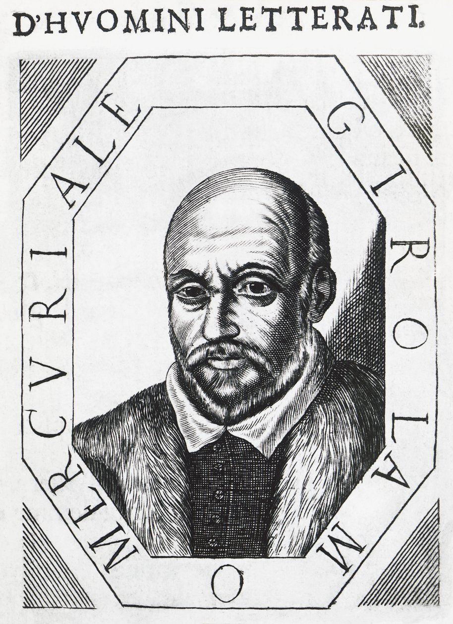 Portrét Girolama Mercuriale (1530-1606), italský lékař a filozof, kresba tuší od J.B. and Brown J. Rowbotham