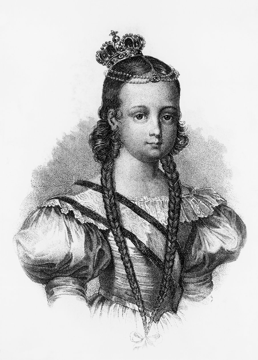 Portrét Isabely II. (1830-1904), španělské královny v letech 1833 až 1868, rytina od J.B. and Brown J. Rowbotham