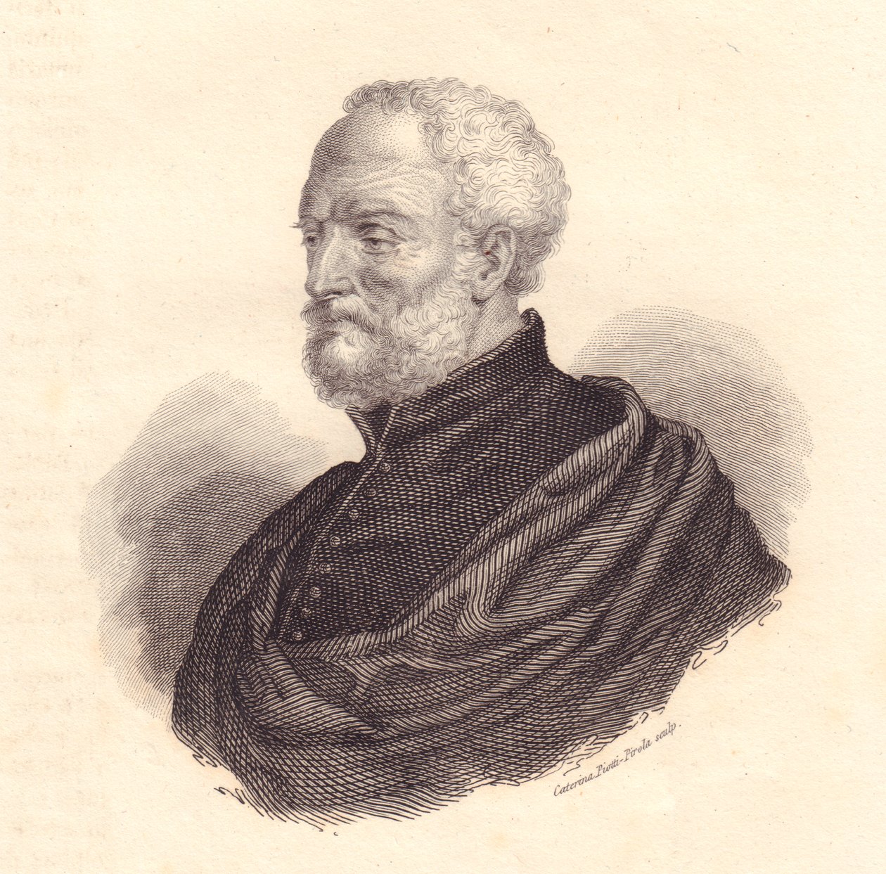 Portrét italského diplomata a geografa Giovanniho Battisty Ramusio (1485-1557), mědirytina od J.B. and Brown J. Rowbotham