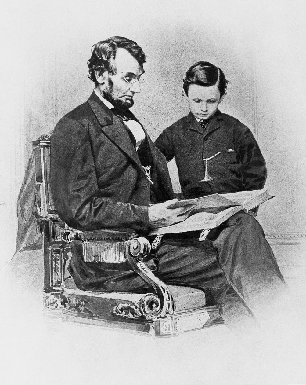 Prezident Spojených států amerických Abraham Lincoln (1809-1865) se svým synem Thomasem "Tadem", 9. února 2013 od J.B. and Brown J. Rowbotham