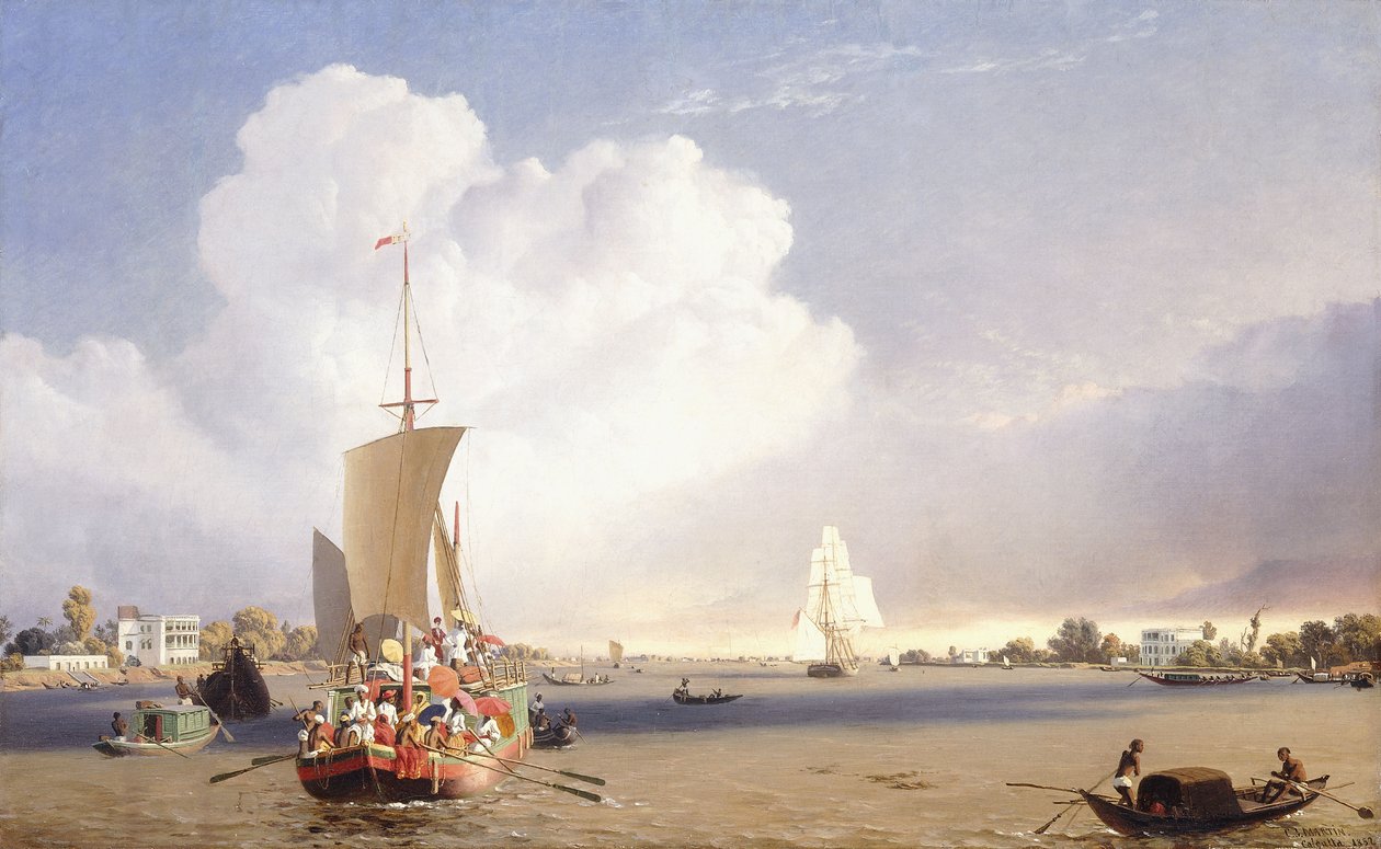 Přeprava na řece Hooghly, Kalkata, 1852 od C.J. Martin