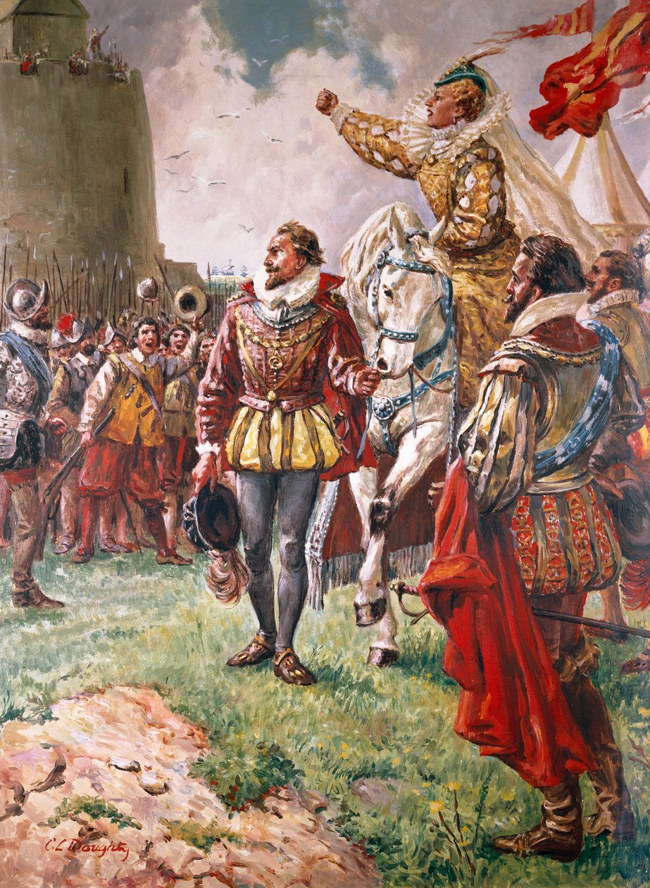 Alžběta I. (1533-1603) Královna bojovnice (kvaš na papíře) od C.L. Doughty