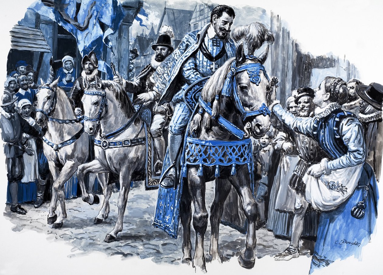 Jindřich Veliký, z knihy "Příběh Francie" (kvaš na papíře) od C.L. Doughty
