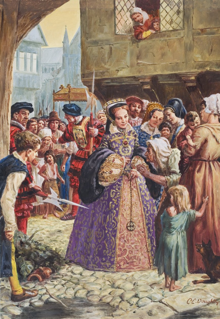 Marie Tudorovna (1515-58) (kvaš na papíře) od C.L. Doughty