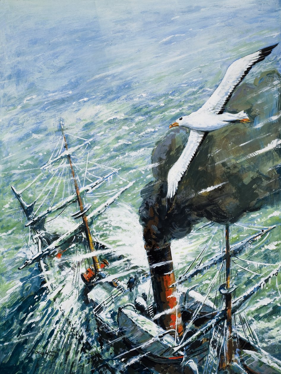 Antarktická expedice sira Ernesta Shackletona na výpravě 1921-22 (kvaš na papíře) od C.L. Doughty