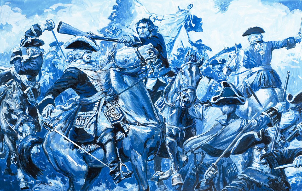 Bezbožný bůh slunce z knihy "Příběh Francie" (kvaš na papíře) od C.L. Doughty