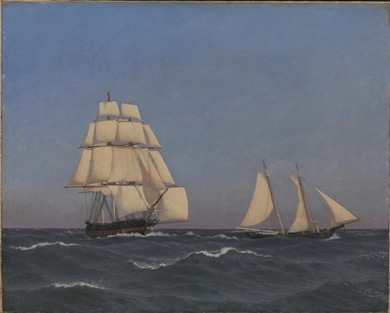 Soukromník pronásledující fregatu od Christoffer Wilhelm Eckersberg