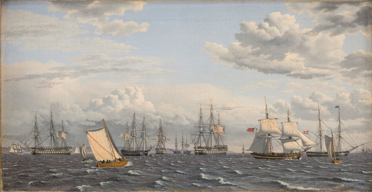 Ruská flotila v Anchor poblíž Elsinore od Christoffer Wilhelm Eckersberg