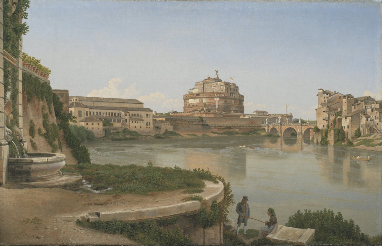 Pohled přes Tiberu z Trastevere směrem k Castel S. Angelo od Christoffer Wilhelm Eckersberg