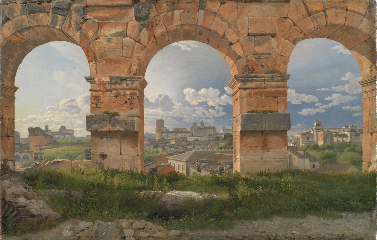 Pohled přes tři oblouky třetího patra Kolosea od Christoffer Wilhelm Eckersberg