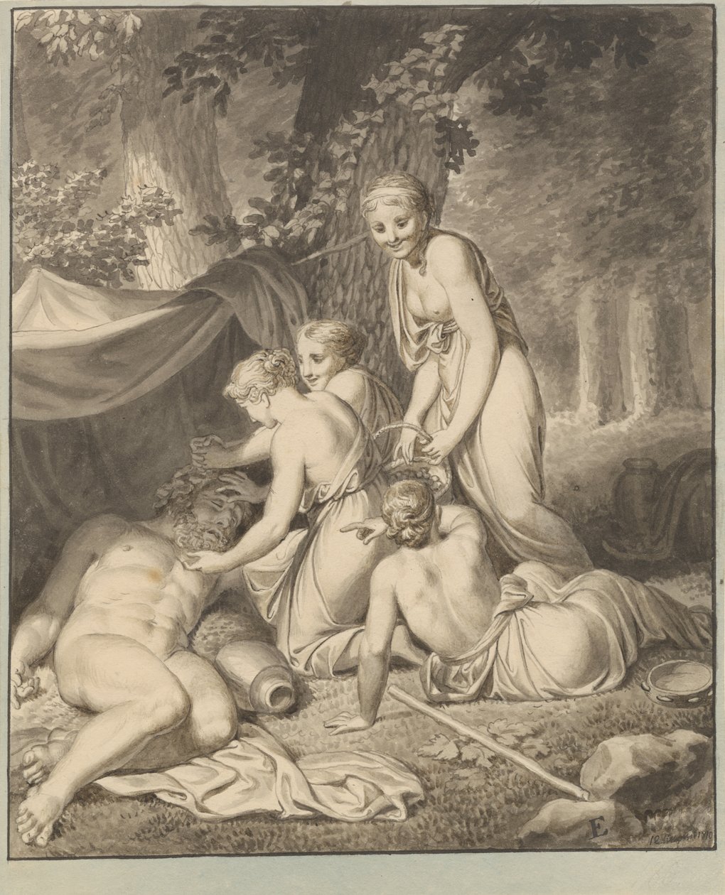 Spící Silen je probuzen Bacchantinderem od Christoffer Wilhelm Eckersberg