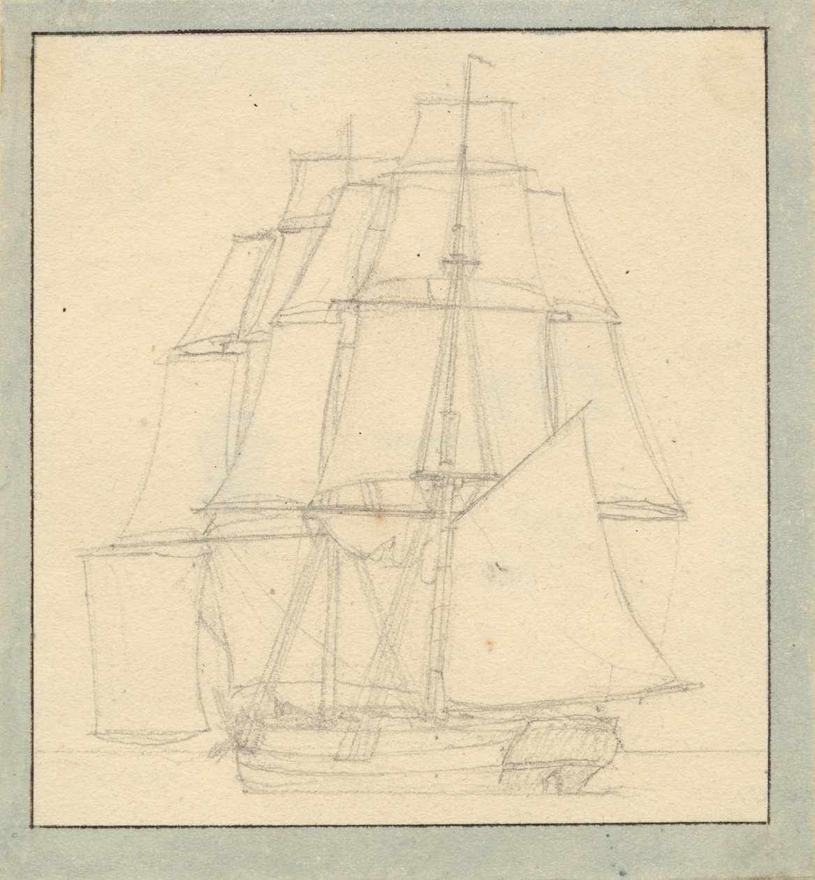 Briga s jibsailem od Christoffer Wilhelm Eckersberg