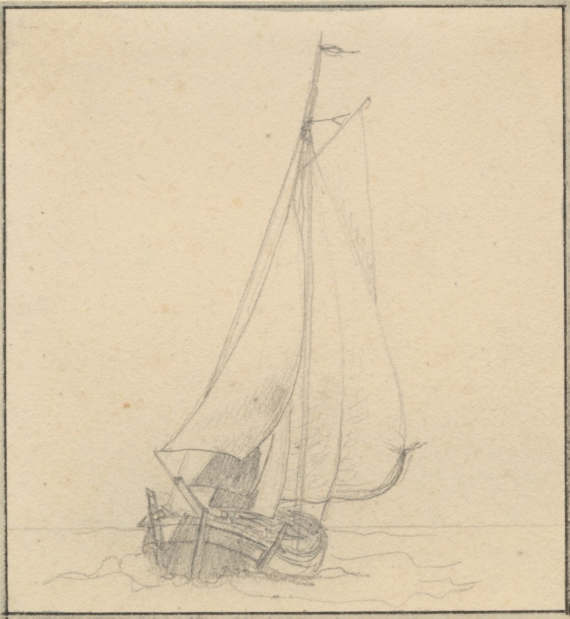 Jachta pod plachtou při pohledu zepředu. od Christoffer Wilhelm Eckersberg