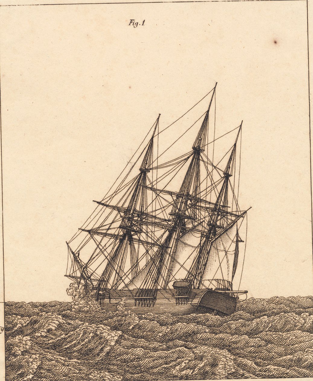 Korveta v bouři. Ilustrace pro "Lineární perspektiva", Deska X od Christoffer Wilhelm Eckersberg