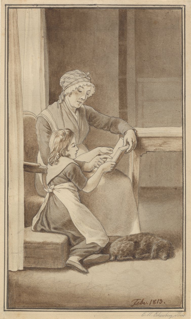 Matka učí svou holčičku číst od Christoffer Wilhelm Eckersberg