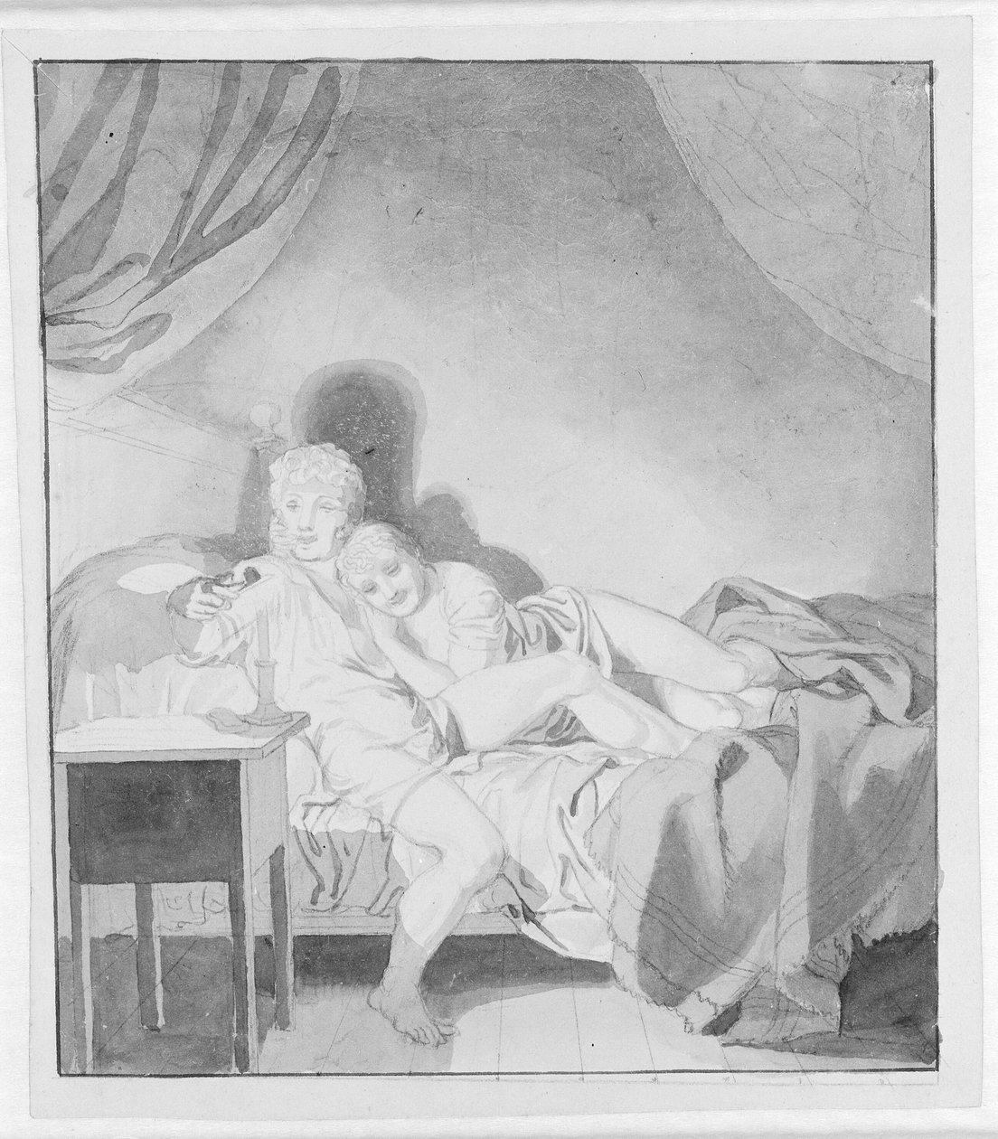 Přítulný pár v posteli od Christoffer Wilhelm Eckersberg