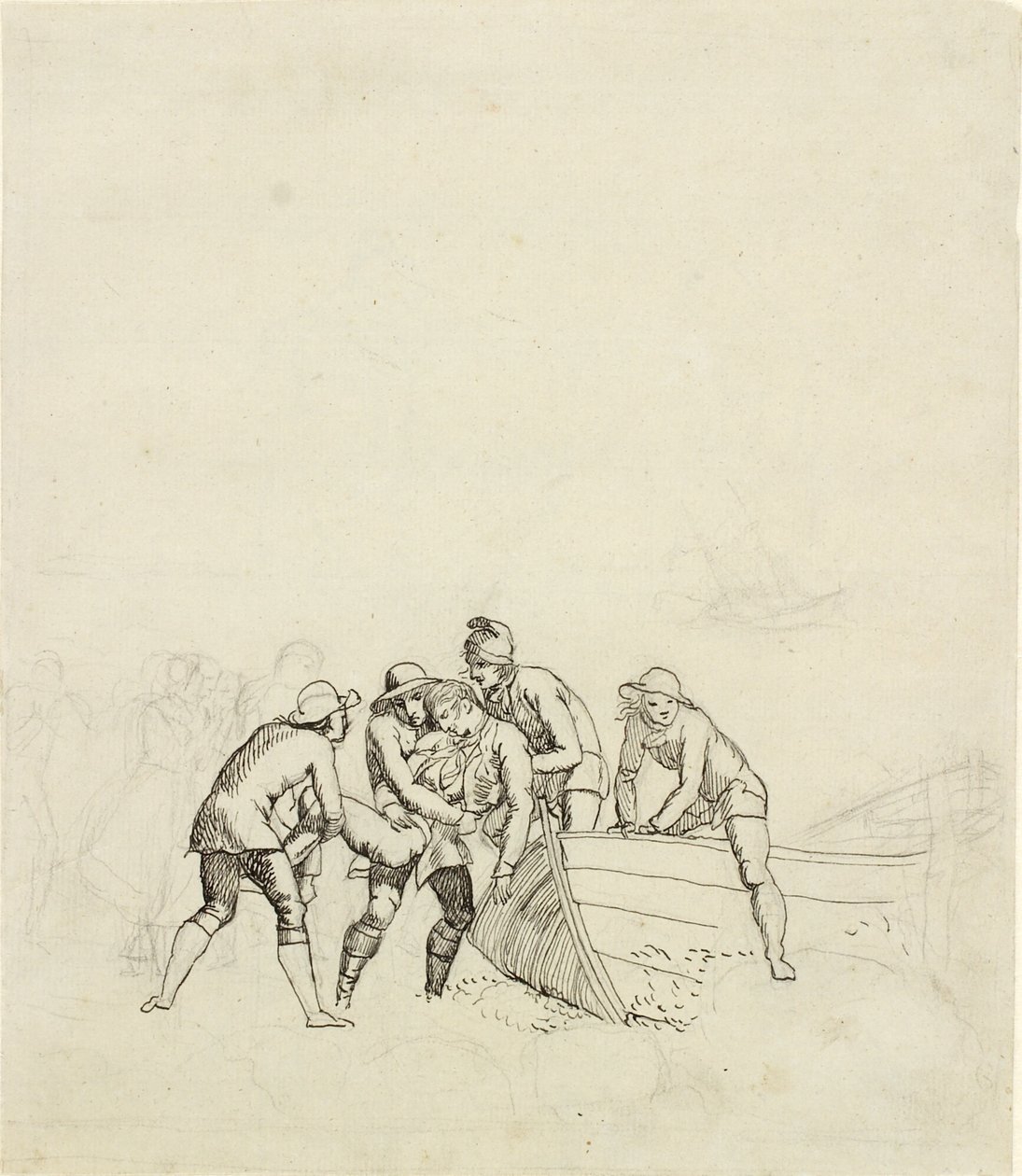 Rybáři z Hornbæku - studie pro hlavní skupinu od Christoffer Wilhelm Eckersberg