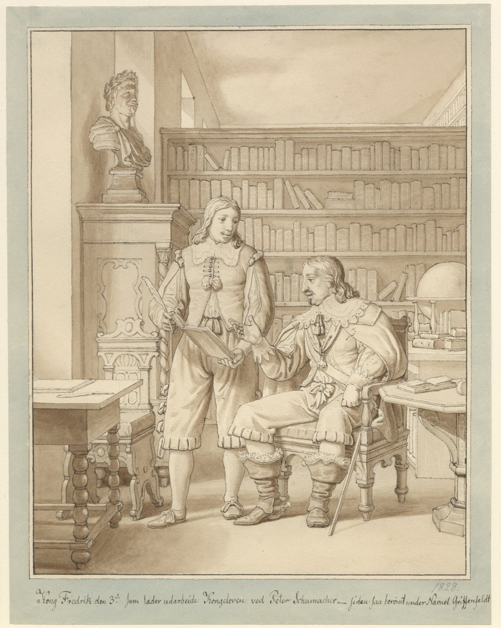 Frederik III. nechal vypracovat Královský zákon od Pedera Schumachera. od Christoffer Wilhelm Eckersberg