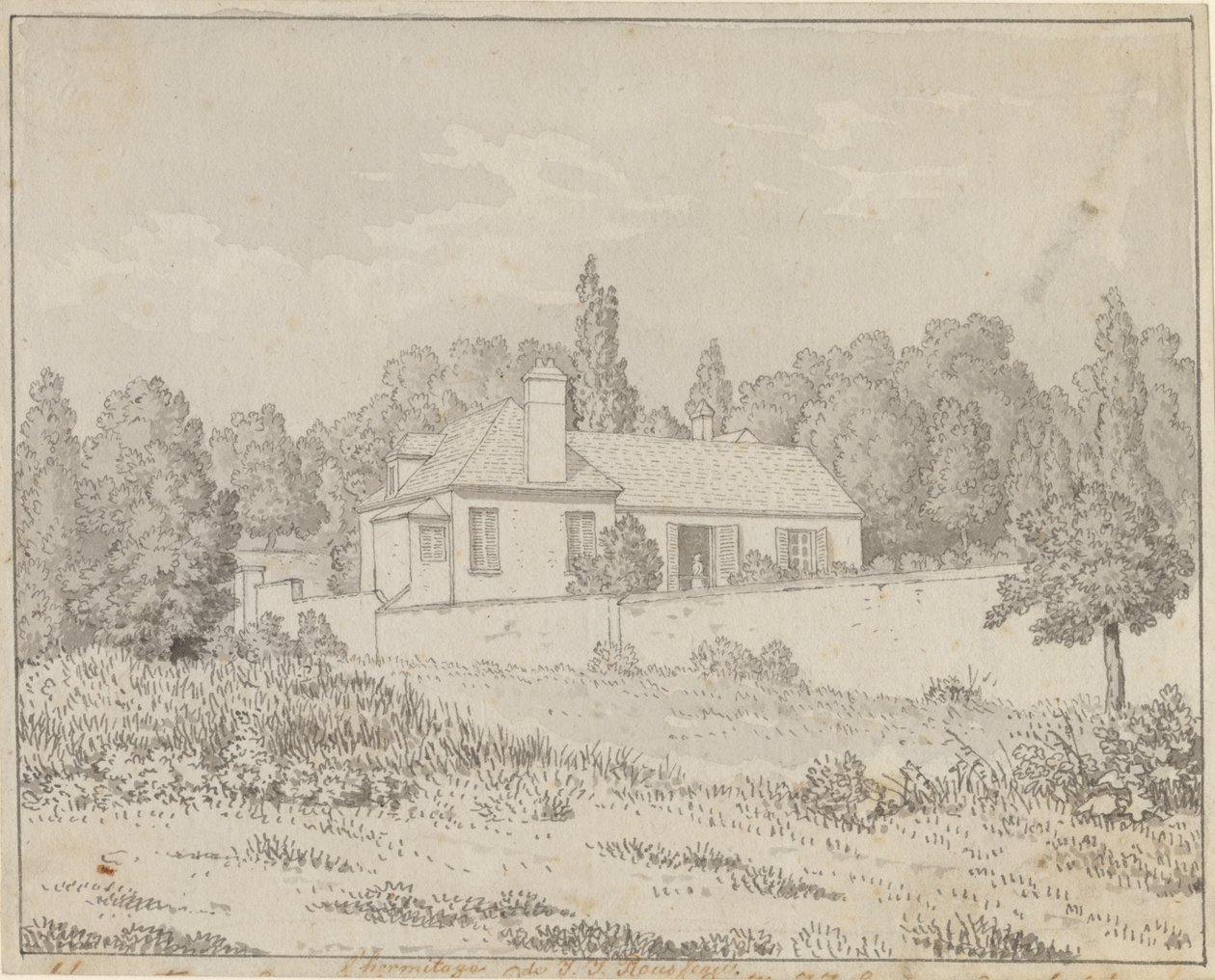 Dům Jeana Jacquese Rousseaua v palácové zahradě v Ermenonville od Christoffer Wilhelm Eckersberg