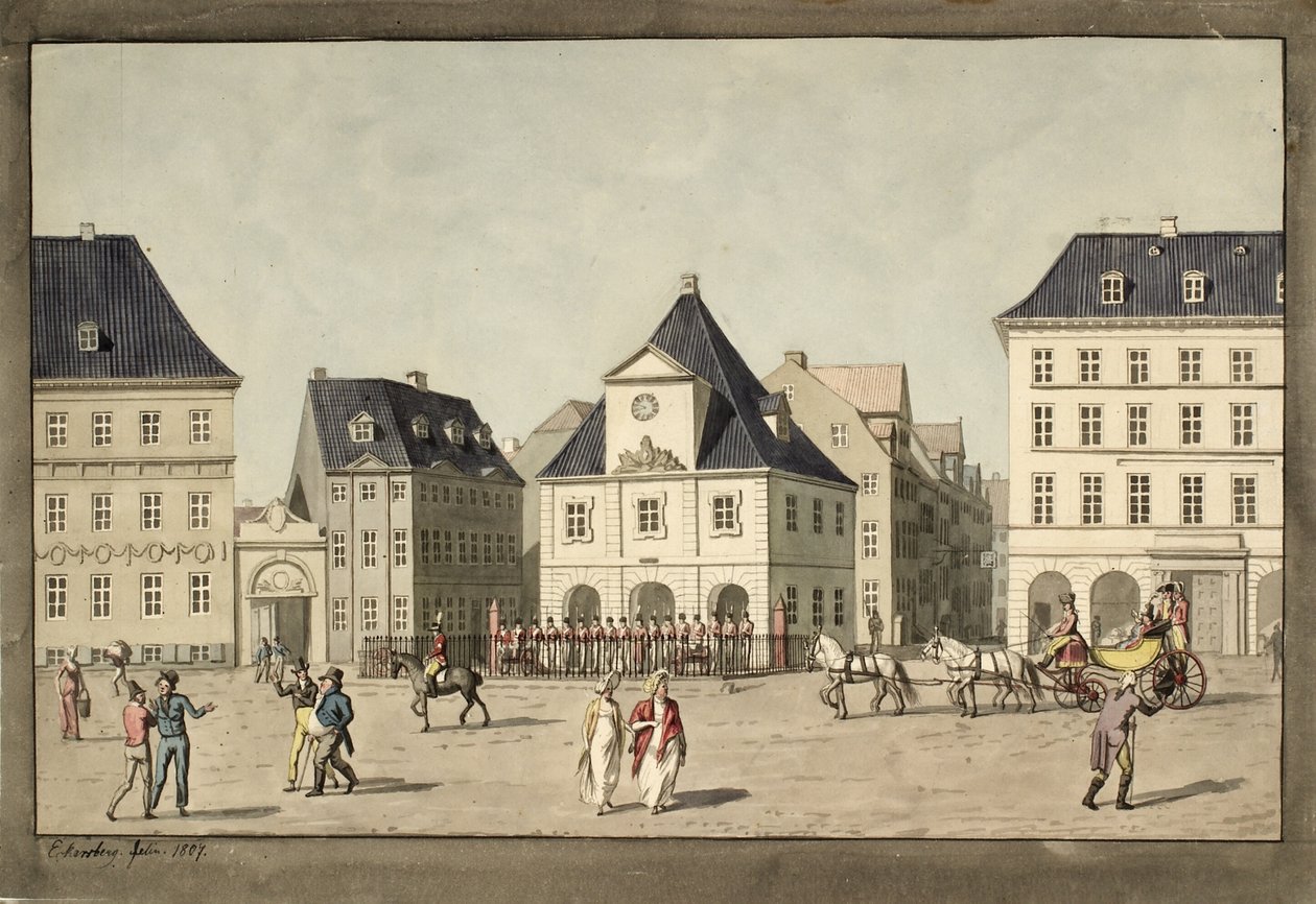 Kongens Nytorv s hlavní stráží od Christoffer Wilhelm Eckersberg