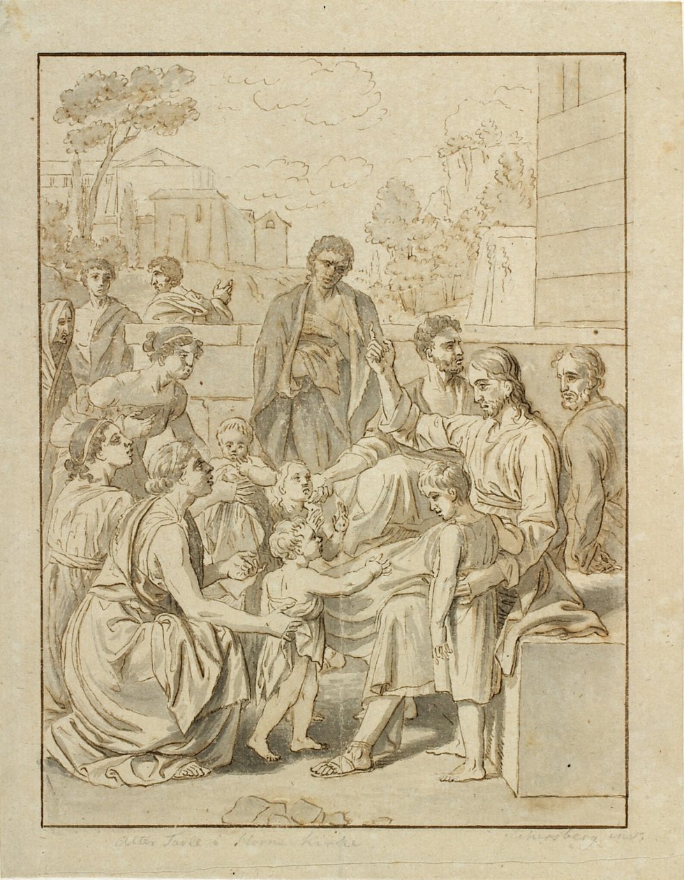Kristus nechává malé děti přicházet k sobě od Christoffer Wilhelm Eckersberg