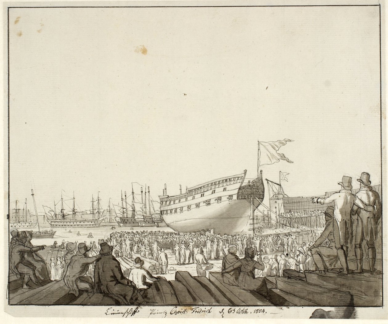 Loď Prins Christian Frederik najela na mělčinu od Christoffer Wilhelm Eckersberg