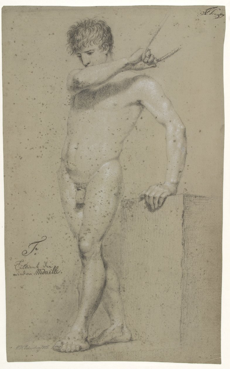 Muž stojící model, profil vlevo od Christoffer Wilhelm Eckersberg