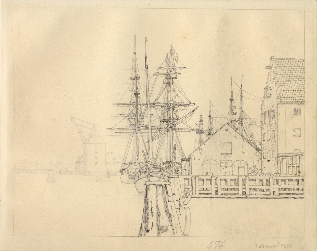 Lot z jedné z loděnic v Christianshavn, Mastekran v pozadí. od Christoffer Wilhelm Eckersberg