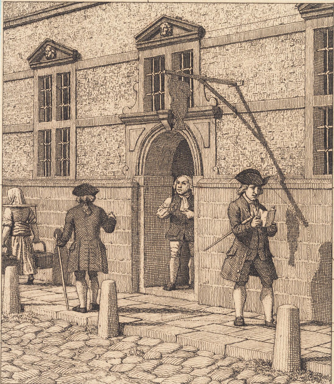 Hodně kolem portálu burzy. Ilustrace pro "Lineární perspektiva", Deska VI od Christoffer Wilhelm Eckersberg