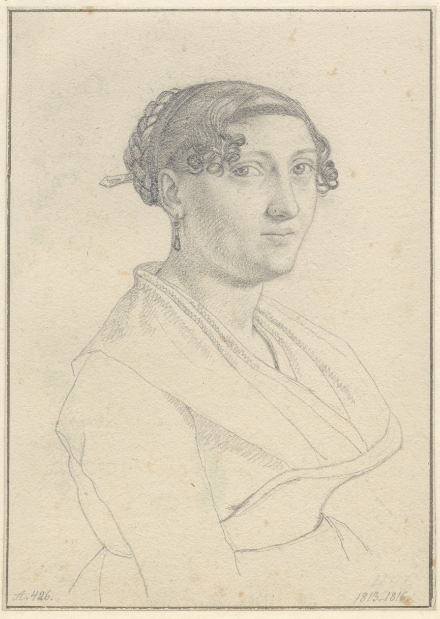 Portrét římské ženy, jedna tvář obrácená doprava. od Christoffer Wilhelm Eckersberg