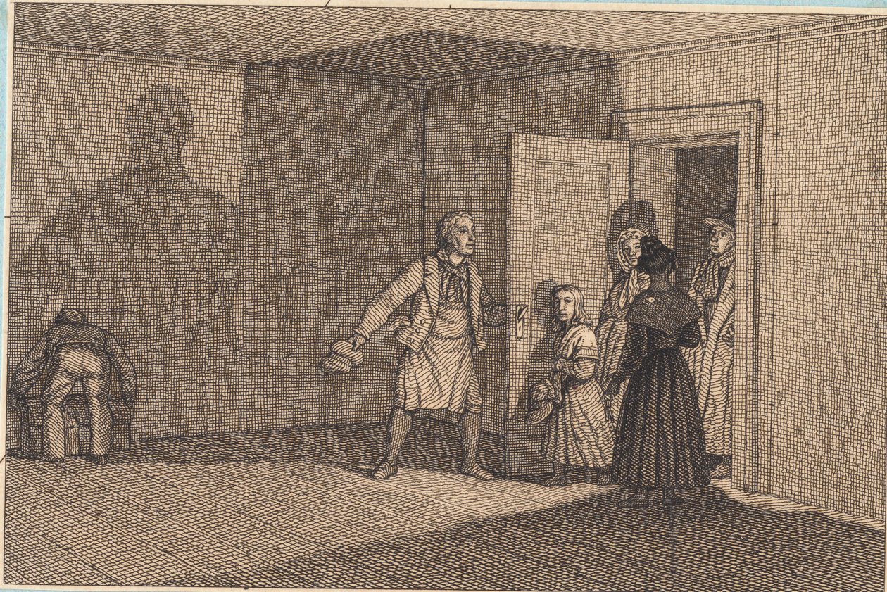 Cestujícím je ukázán jejich pokoj. Ilustrace pro "Lineární perspektiva", Deska VIII od Christoffer Wilhelm Eckersberg