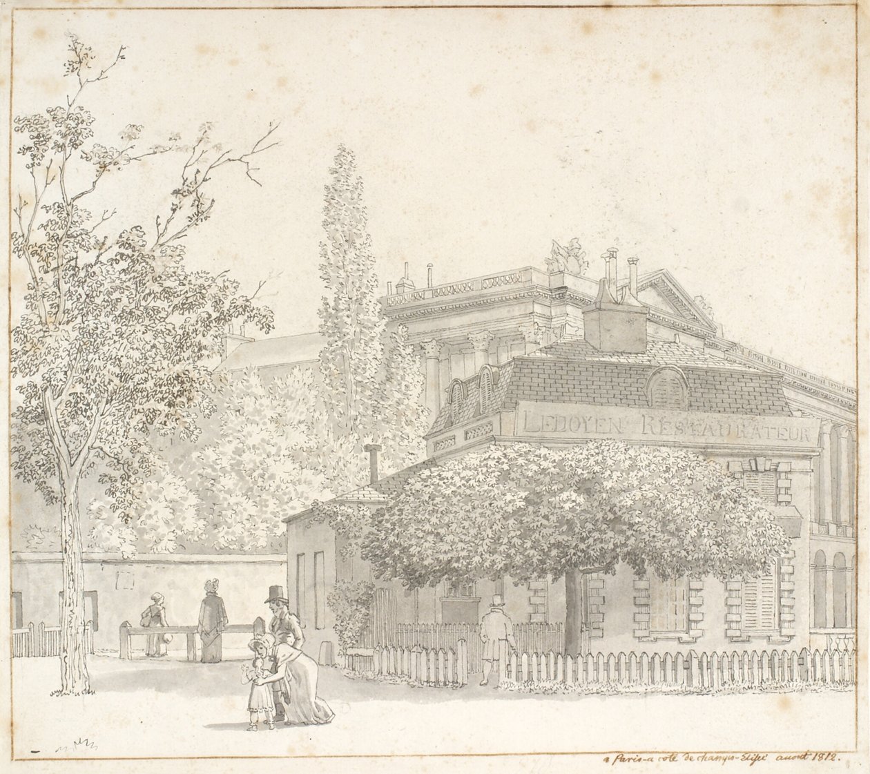 Restaurace Ledoyen prodává Place de la Concorde nær Champs-Élysées, Paříž od Christoffer Wilhelm Eckersberg